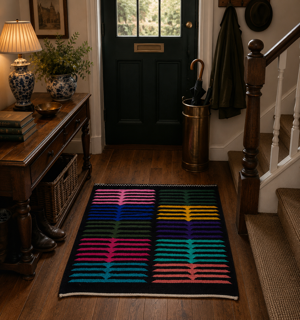 90 × 95 cm Vintage Afyon Parmaklı Kilim – Handmade Turkish Wool Carpet