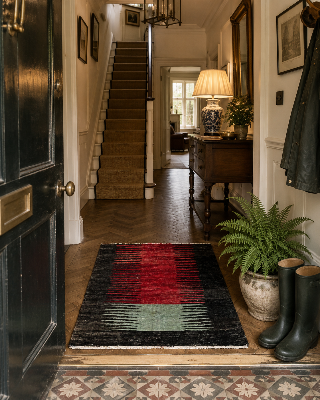 97 × 122 cm Vintage Afyon Parmaklı Kilim – Handmade Turkish Wool Carpet