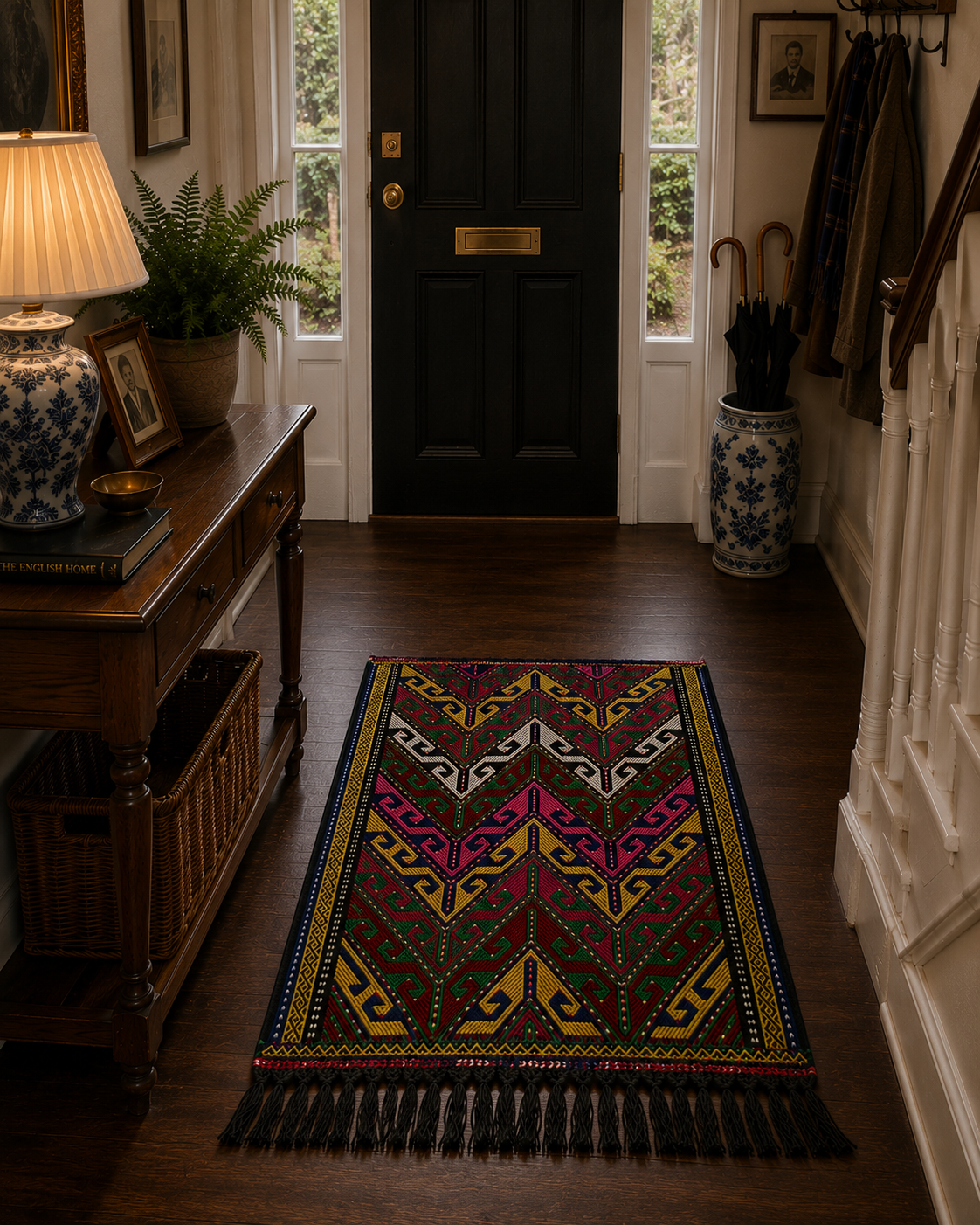 90 × 123 cm Vintage Konya Kilim – Handmade Turkish Wool Carpet