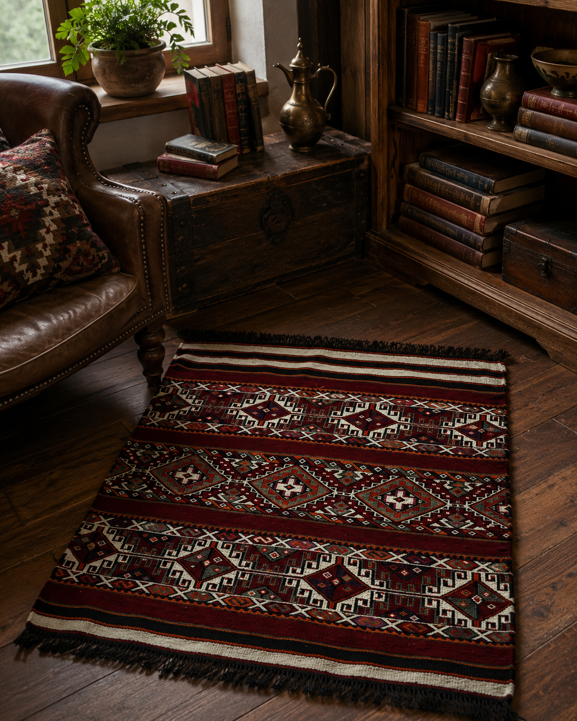 83 × 105 cm | Handmade Mersin Mut Wool Kilim