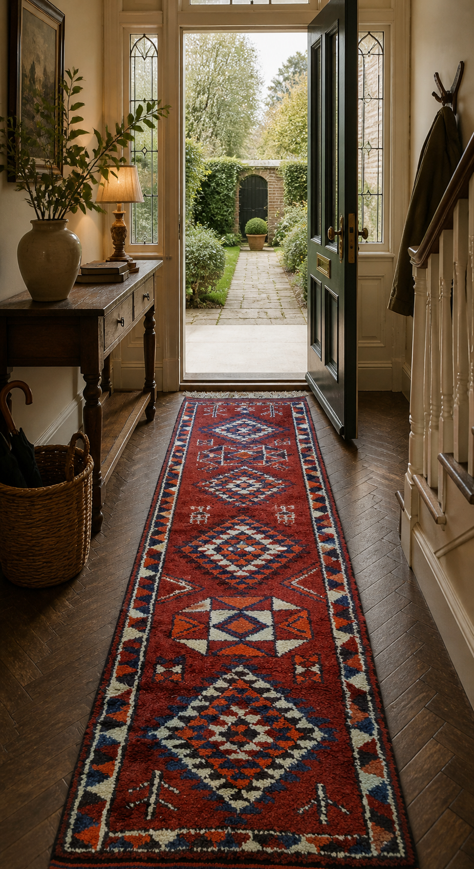92 × 370 cm | Handmade Vintage Herki Wool Runner