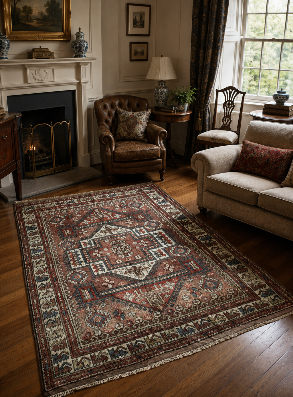 188 × 257 cm | 100+ Year Old Antique Ayvacık Rug | Handmade Turkish Wool Rug