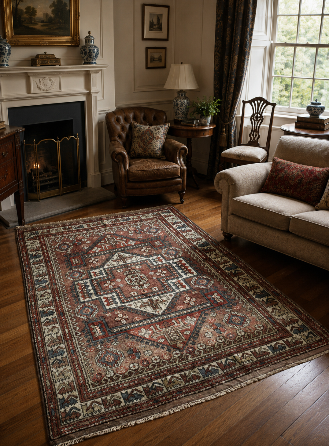 188 × 257 cm | 100+ Year Old Antique Ayvacık Rug | Handmade Turkish Wool Rug