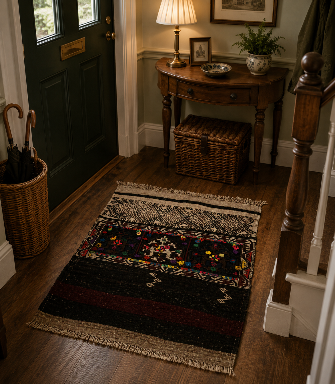 110 × 96 cm | Handmade Vintage Anatolian Wool Kilim