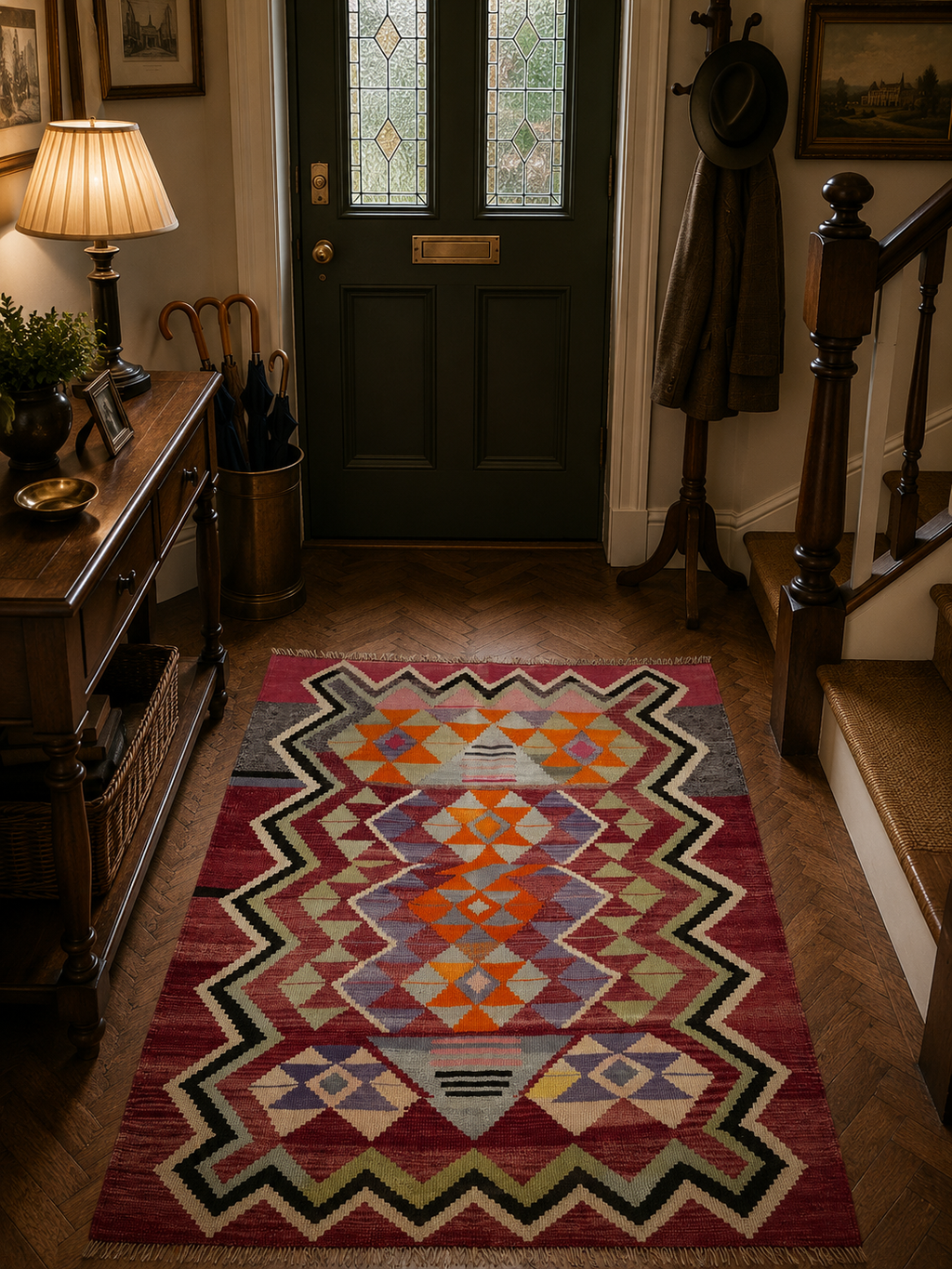 111 × 150 cm Handmade Vintage Antalya Kilim – 70–80 Year Old Turkish Wool Flatweave