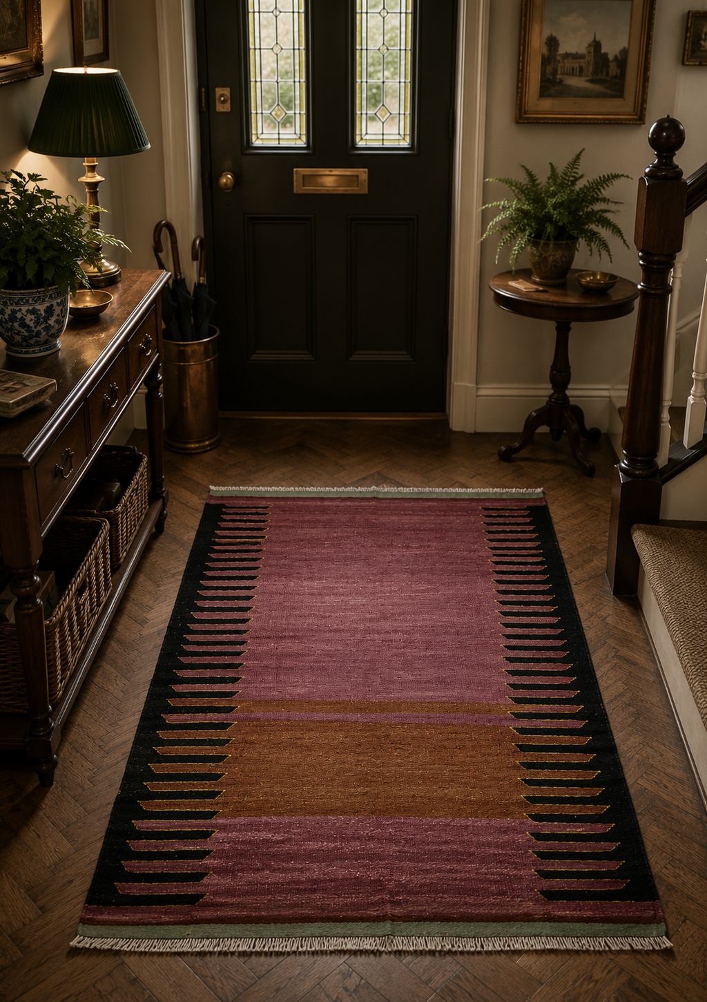 115 × 164 cm | Authentic Handmade Turkish Wool Kilim(c. 1950s)