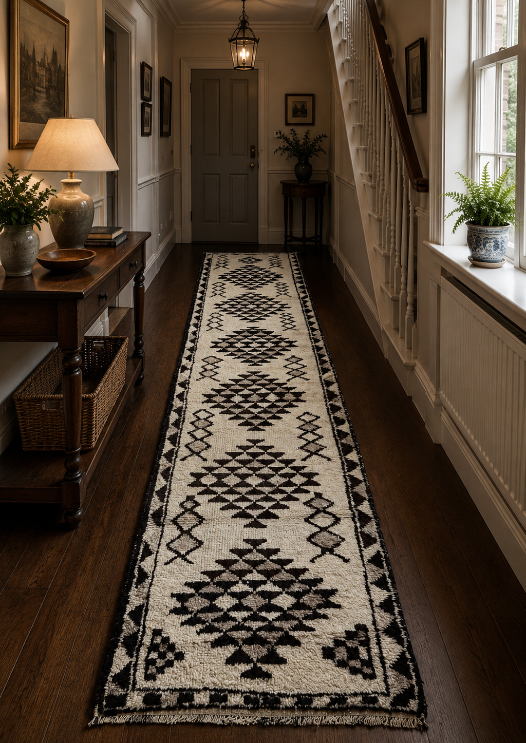 88 × 390 cm | Handmade Herki Tribal Runner Rug