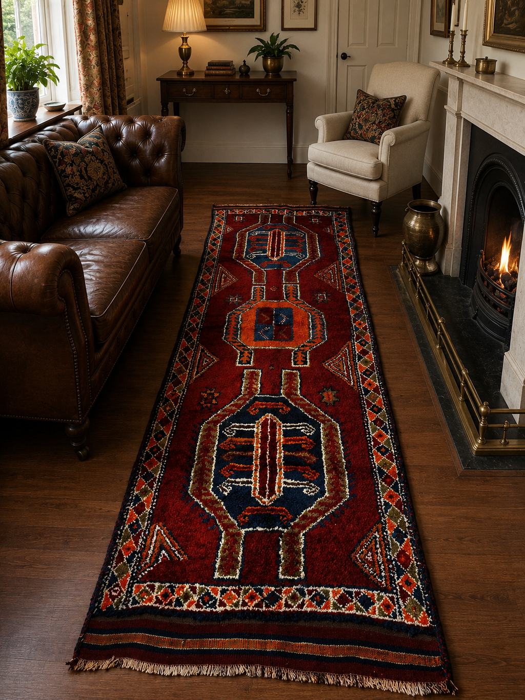 120 × 305 cm | Handmade Vintage Herki Wool Runner