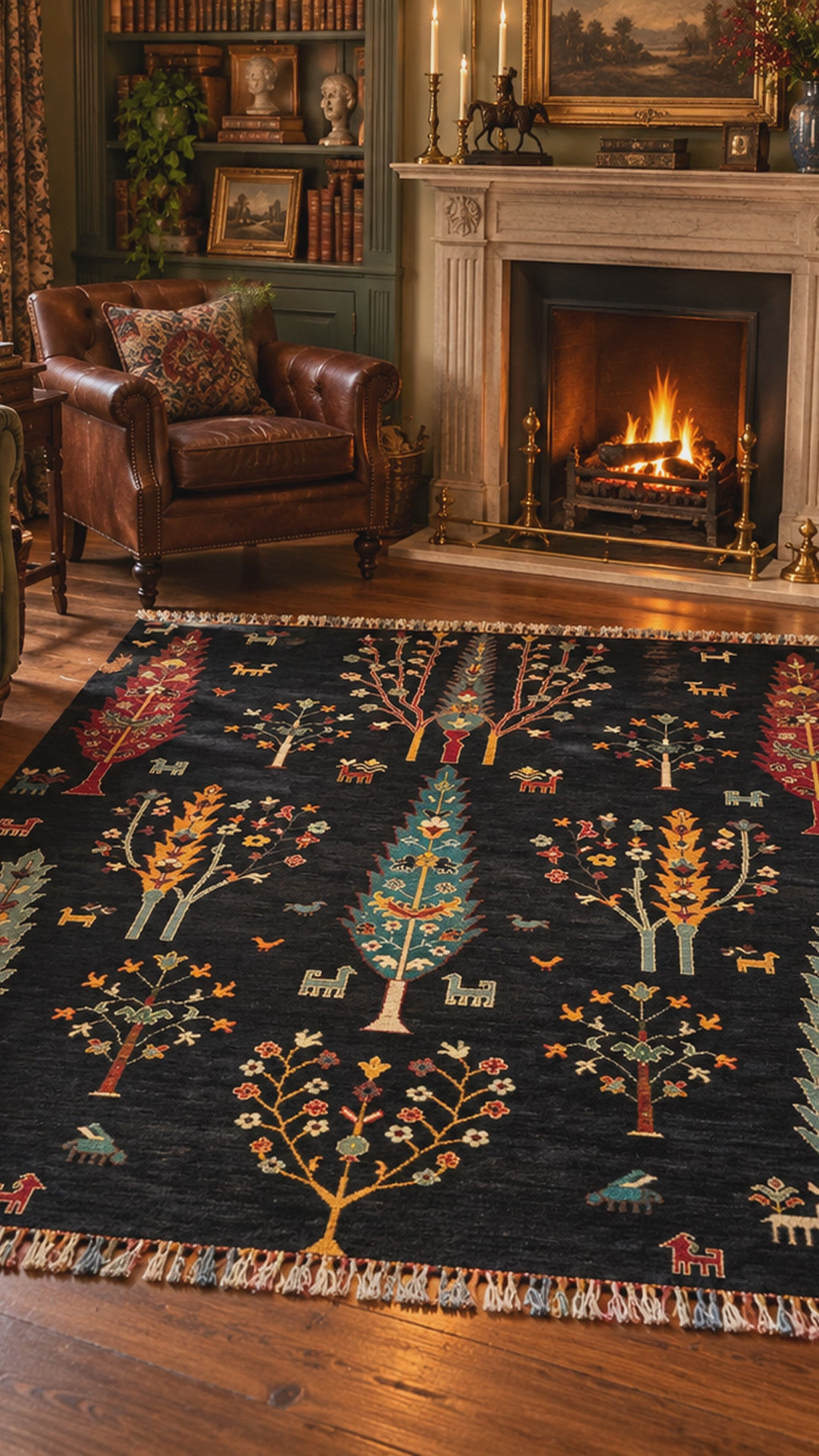 Afghan Sultani Tree of Life Rug, Charcoal, 170 × 240 cm – video