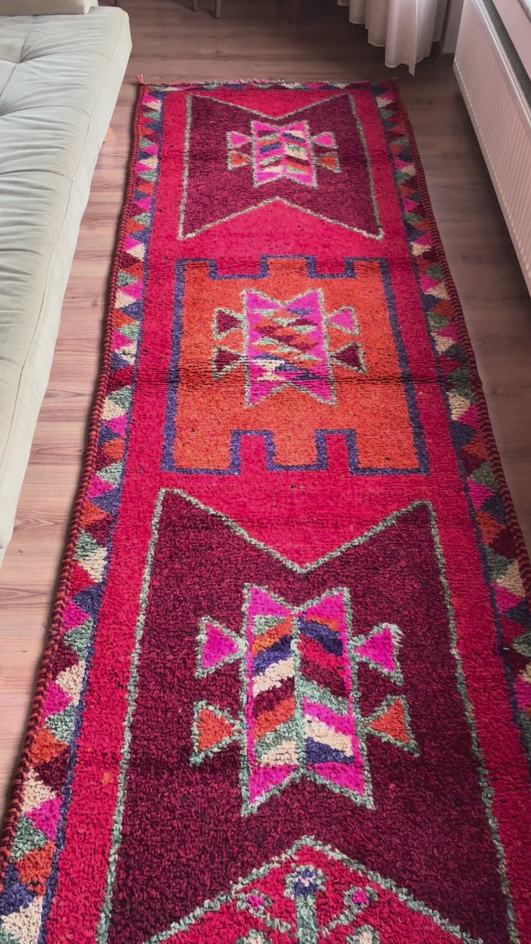 96 × 311 cm | Handmade Vintage Herki Wool Runner