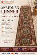 Manisa Kula Runner Rug – 87 × 347 cm | Handmade Turkish Wool Runner