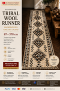 87 × 370 cm | Handmade Wool Tribal Runner